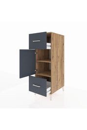 Kronos Dolap 2 Raflı 2 Çekmeceli Tek Kapaklı 44x59x134 Çam-Antrasit