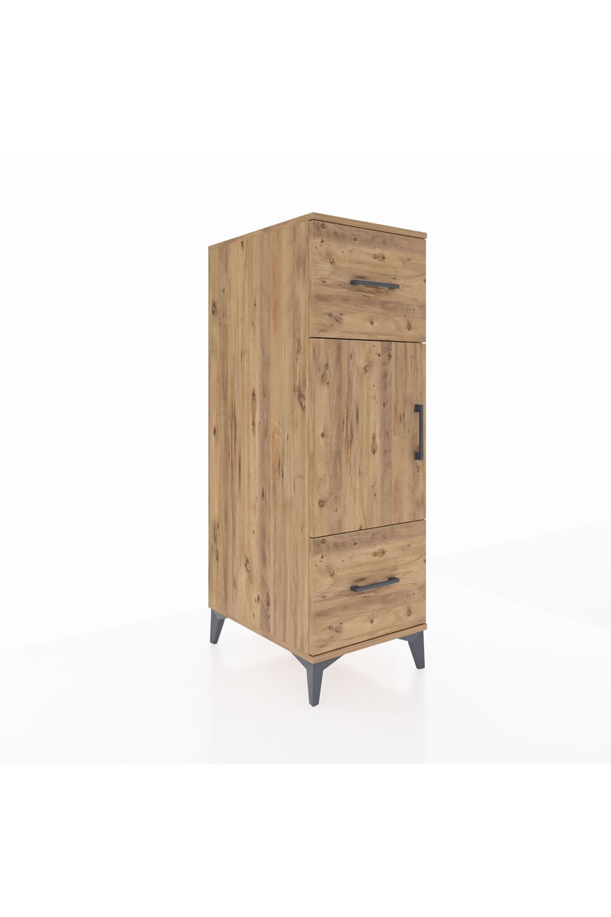 Kronos Dolap 2 Raflı 2 Çekmeceli Tek Kapaklı 44x59x134 Çam-Çam