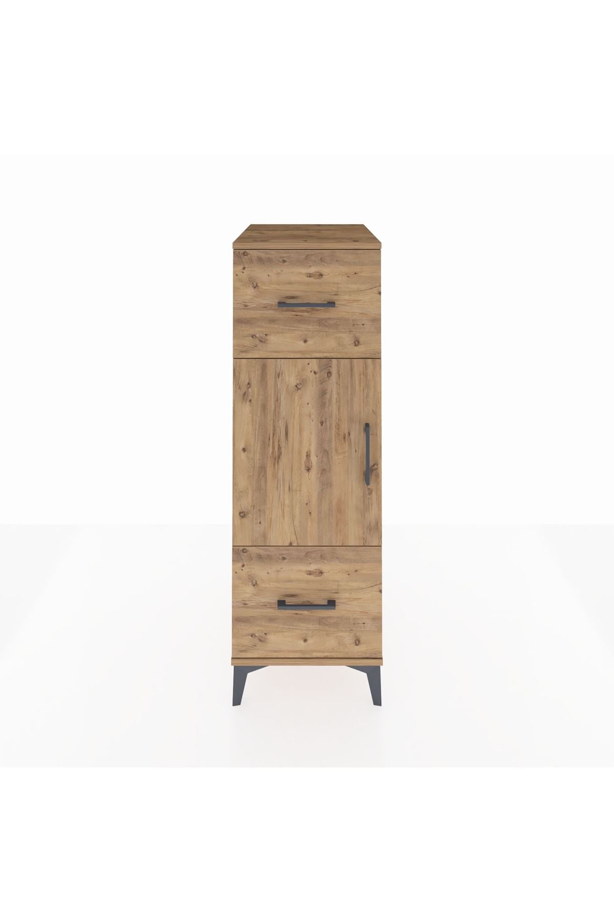 Kronos Dolap 2 Raflı 2 Çekmeceli Tek Kapaklı 44x59x134 Çam-Çam