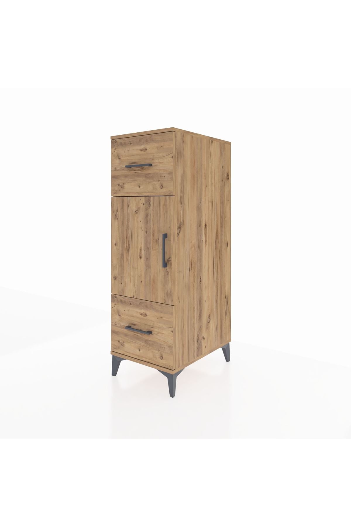 Kronos Dolap 2 Raflı 2 Çekmeceli Tek Kapaklı 44x59x134 Çam-Çam