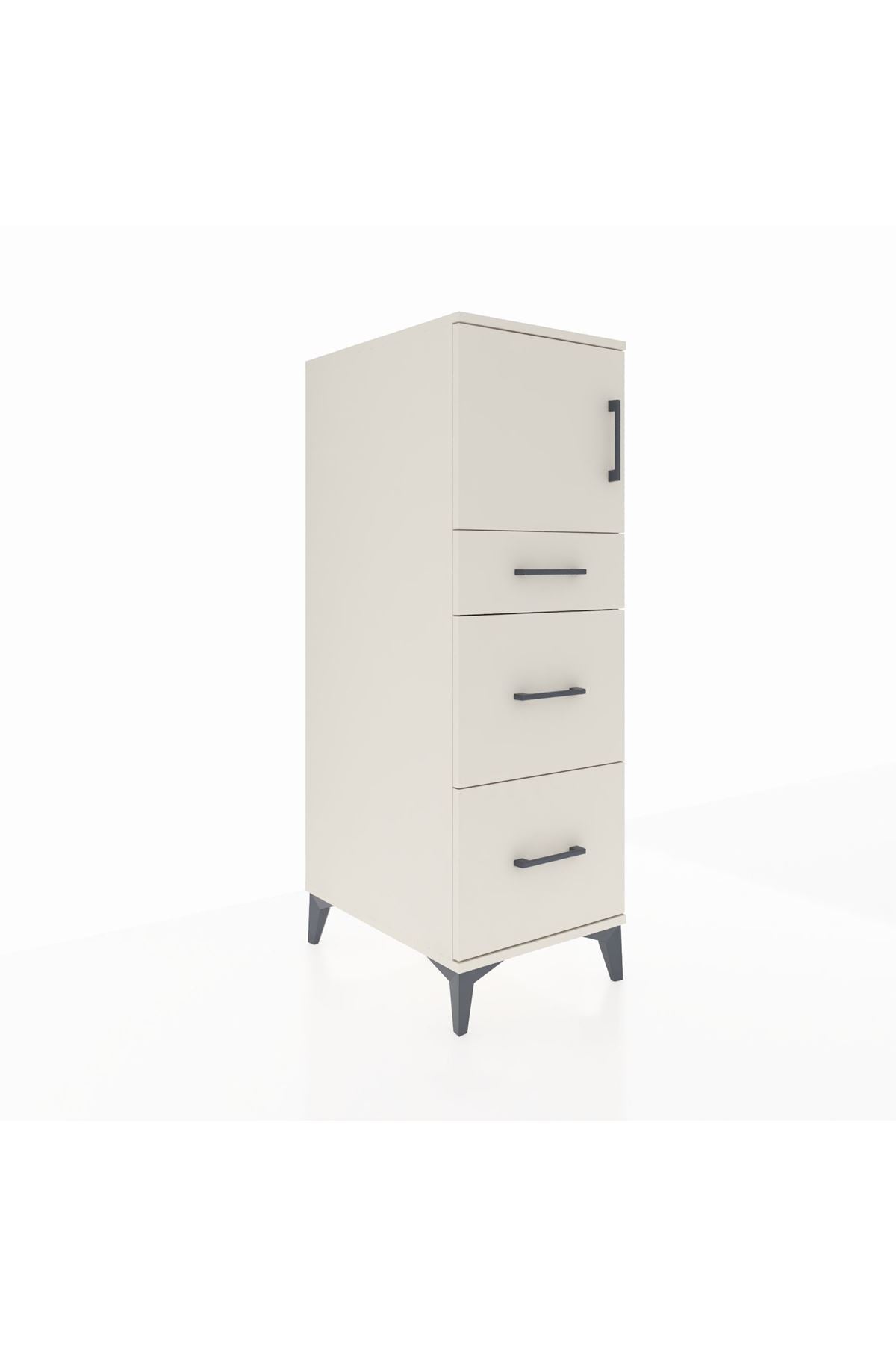 Kronos Dolap Tek Raflı 3 Çekmeceli Tek Kapaklı 44x59x134 Aytaşı-Aytaşı