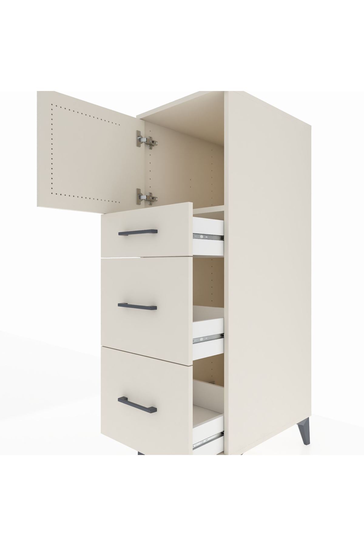 Kronos Dolap Tek Raflı 3 Çekmeceli Tek Kapaklı 44x59x134 Aytaşı-Aytaşı