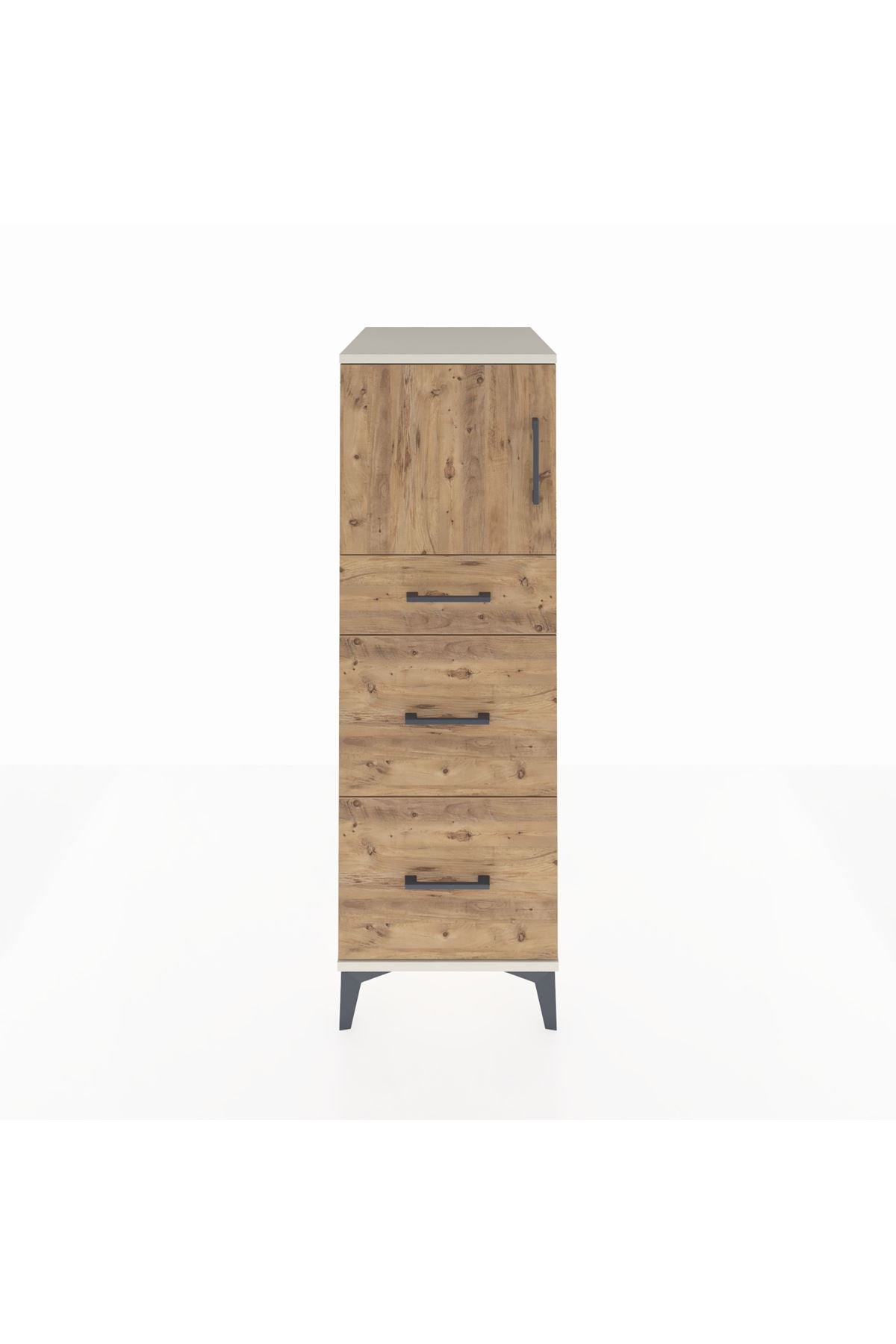 Kronos Dolap Tek Raflı 3 Çekmeceli Tek Kapaklı 44x59x134 Aytaşı-Çam