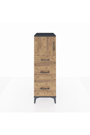 Kronos Dolap Tek Raflı 3 Çekmeceli Tek Kapaklı 44x59x134 Antrasit-Çam