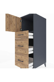 Kronos Dolap Tek Raflı 3 Çekmeceli Tek Kapaklı 44x59x134 Antrasit-Çam