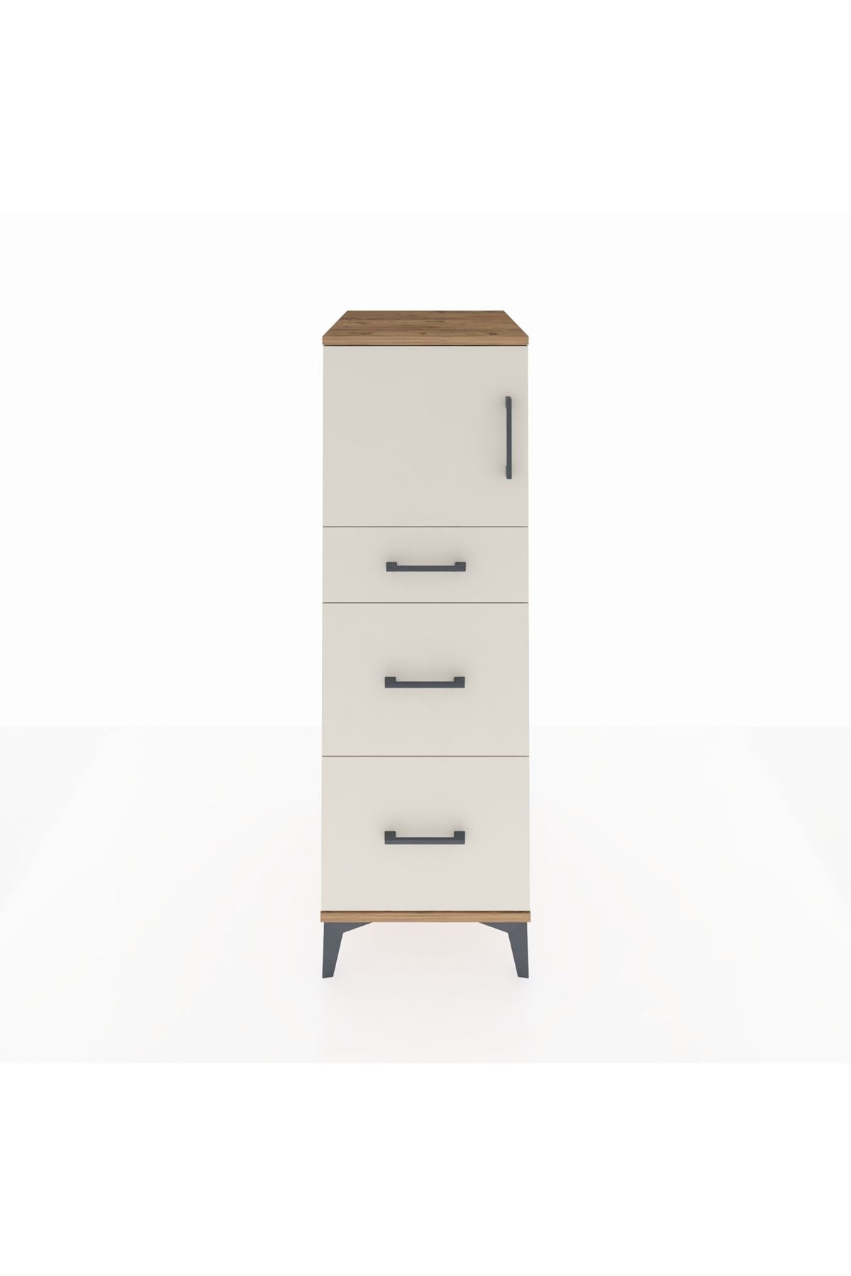 Kronos Dolap Tek Raflı 3 Çekmeceli Tek Kapaklı 44x59x134 Çam-Aytaşı