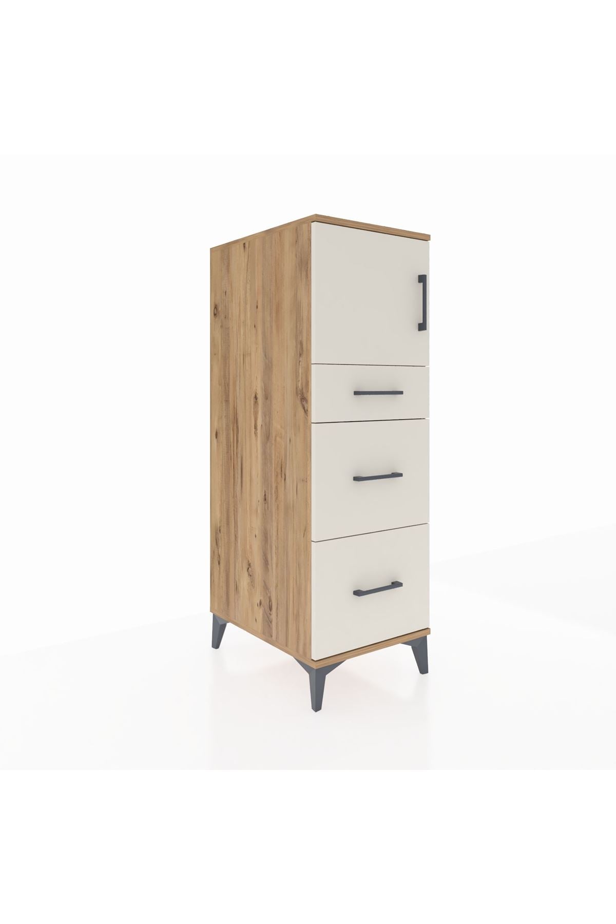 Kronos Dolap Tek Raflı 3 Çekmeceli Tek Kapaklı 44x59x134 Çam-Aytaşı