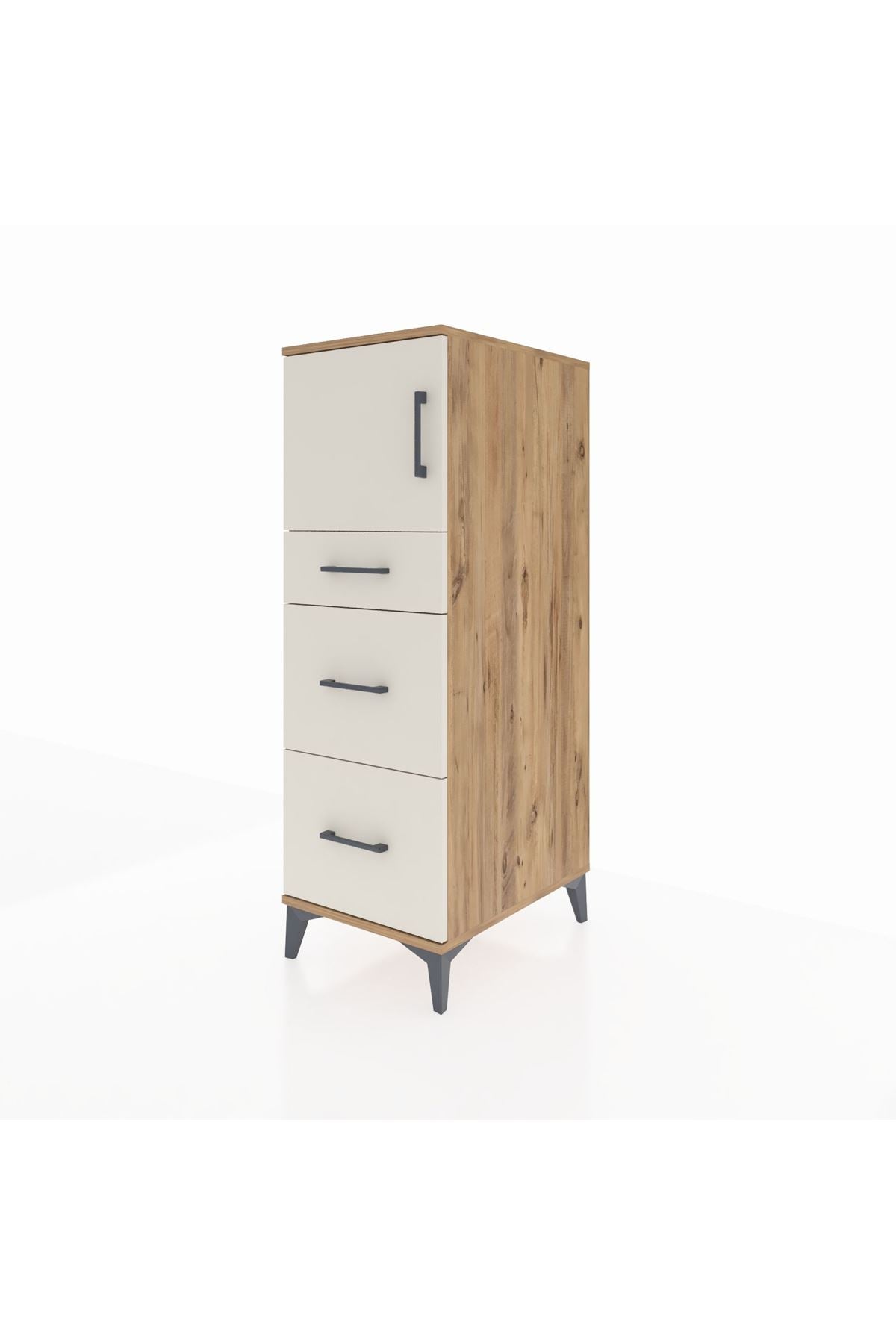 Kronos Dolap Tek Raflı 3 Çekmeceli Tek Kapaklı 44x59x134 Çam-Aytaşı