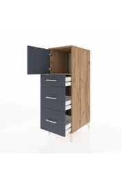 Kronos Dolap Tek Raflı 3 Çekmeceli Tek Kapaklı 44x59x134 Çam-Antrasit