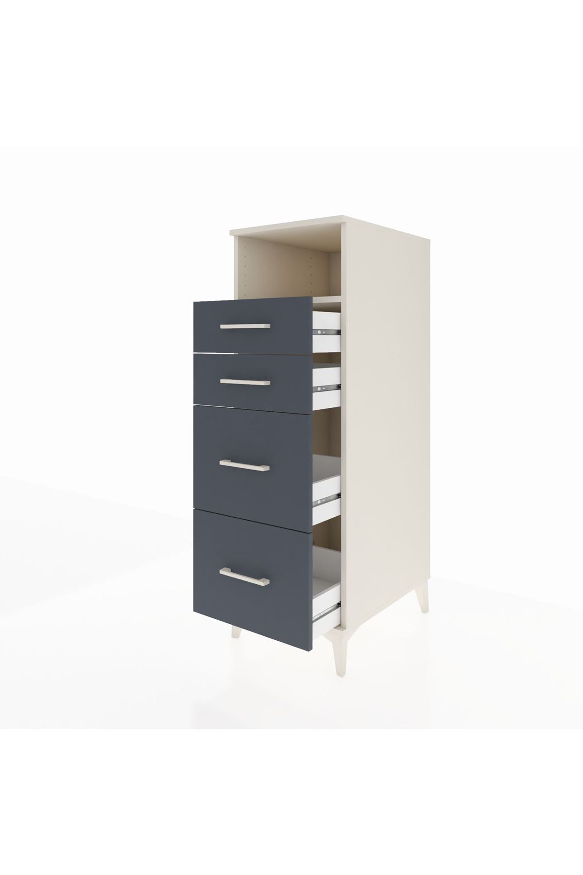 Kronos Dolap Tek Raflı 4 Çekmeceli 44x59x134 Aytaşı-Antrasit