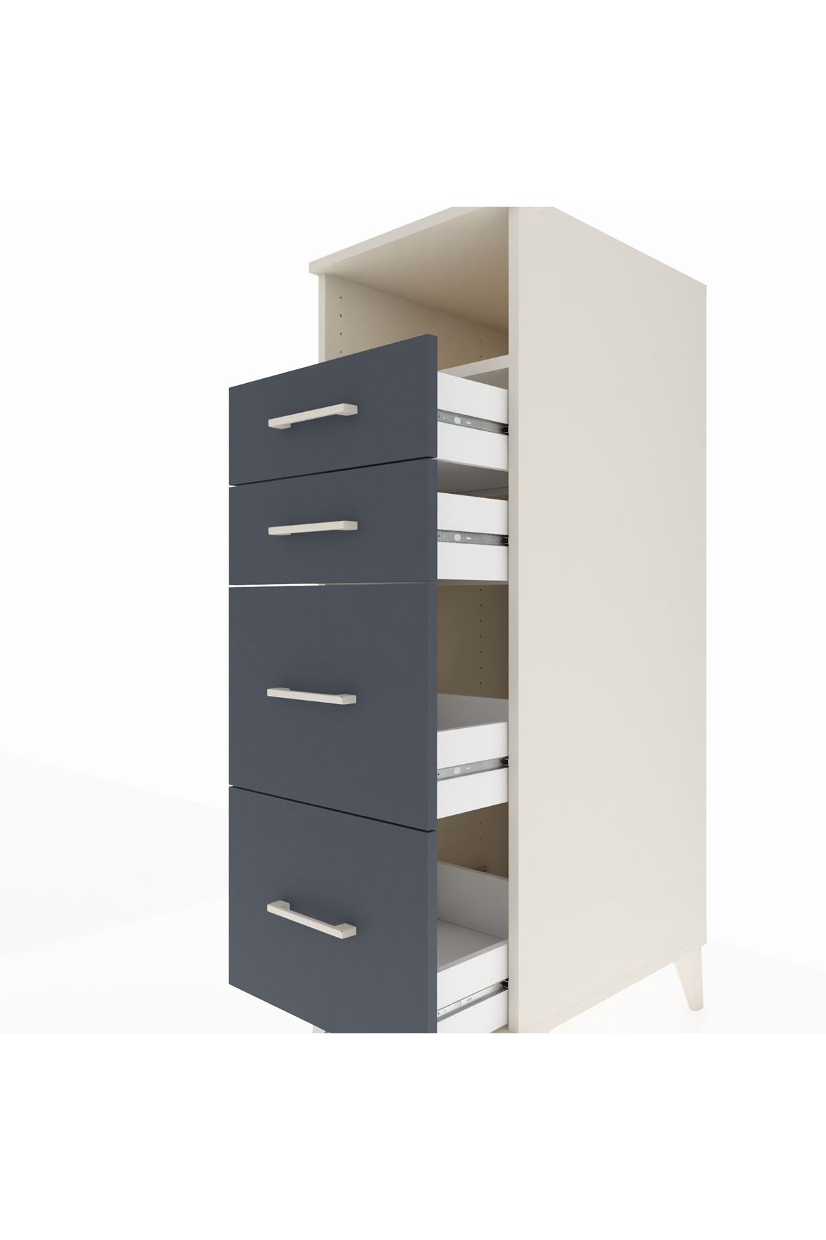 Kronos Dolap Tek Raflı 4 Çekmeceli 44x59x134 Aytaşı-Antrasit