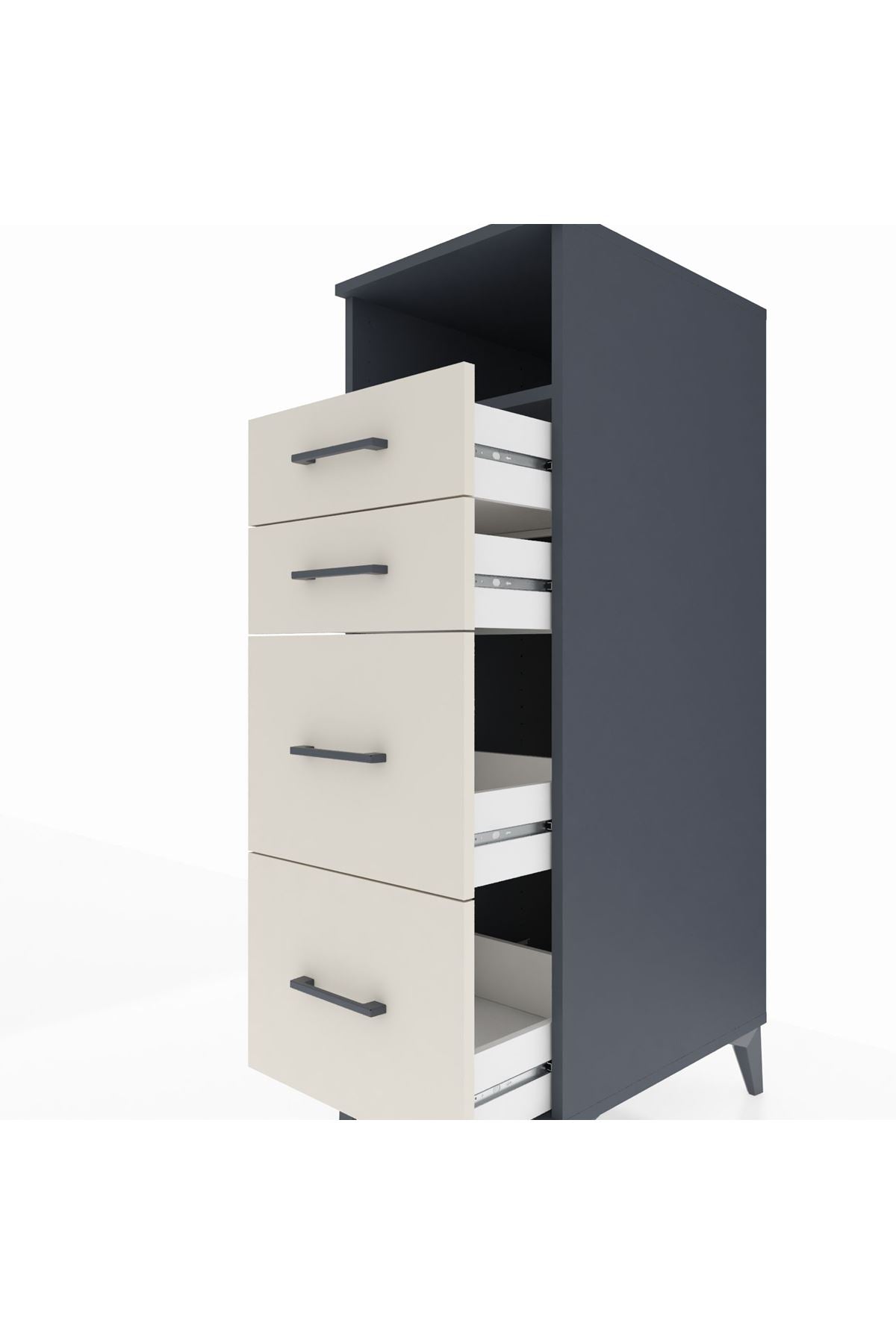 Kronos Dolap Tek Raflı 4 Çekmeceli 44x59x134 Antrasit-Aytaşı