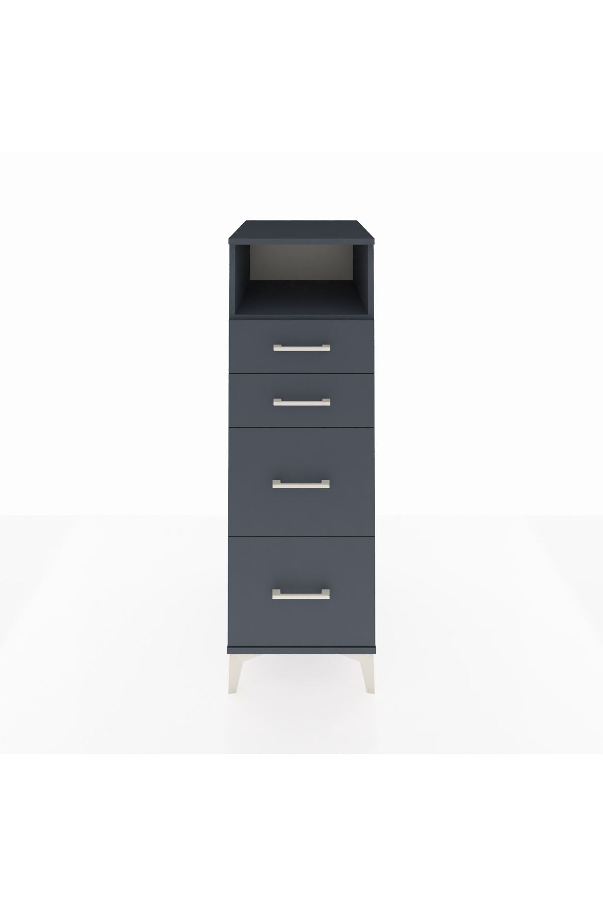 Kronos Dolap Tek Raflı 4 Çekmeceli 44x59x134 Antrasit-Antrasit