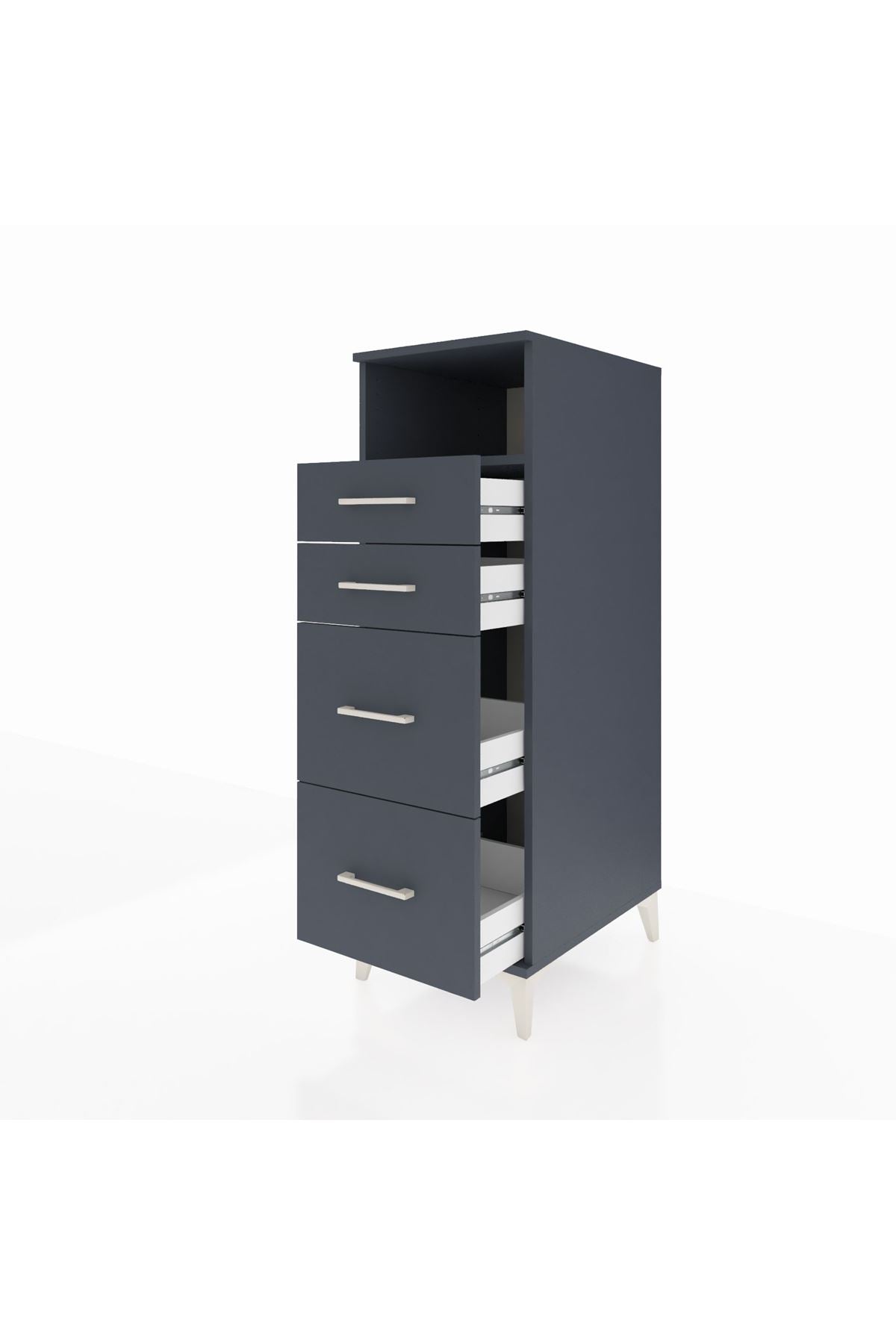 Kronos Dolap Tek Raflı 4 Çekmeceli 44x59x134 Antrasit-Antrasit