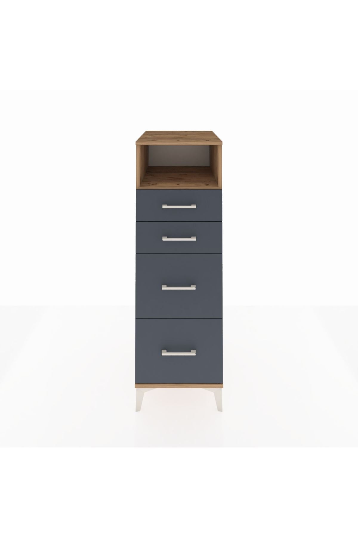 Kronos Dolap Tek Raflı 4 Çekmeceli 44x59x134 Çam-Antrasit