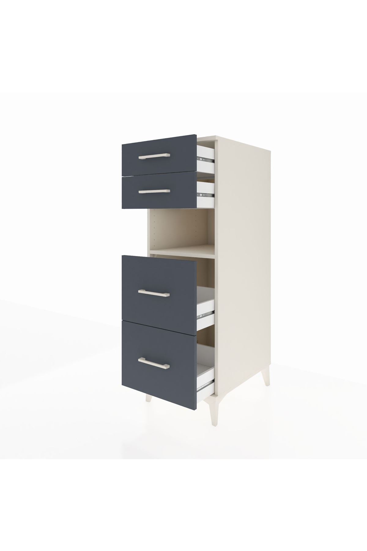 Kronos Dolap Tek Raflı 4 Çekmeceli 44x59x134 Aytaşı-Antrasit