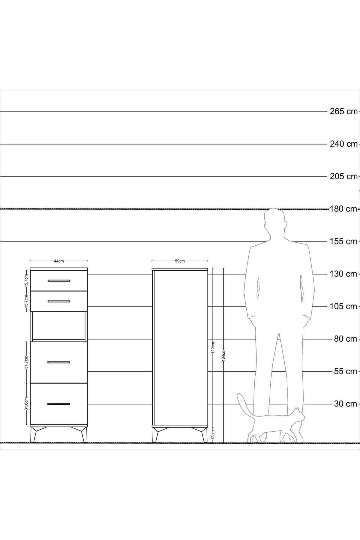 Kronos Dolap Tek Raflı 4 Çekmeceli 44x59x134 Aytaşı-Çam