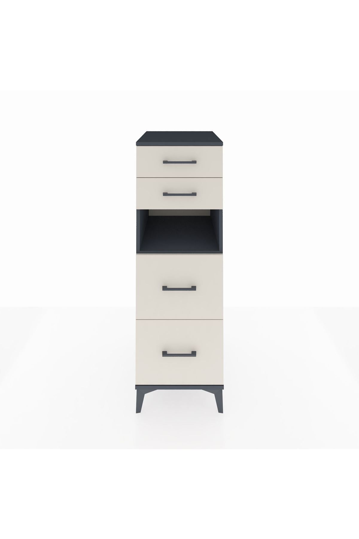 Kronos Dolap Tek Raflı 4 Çekmeceli 44x59x134 Antrasit-Aytaşı