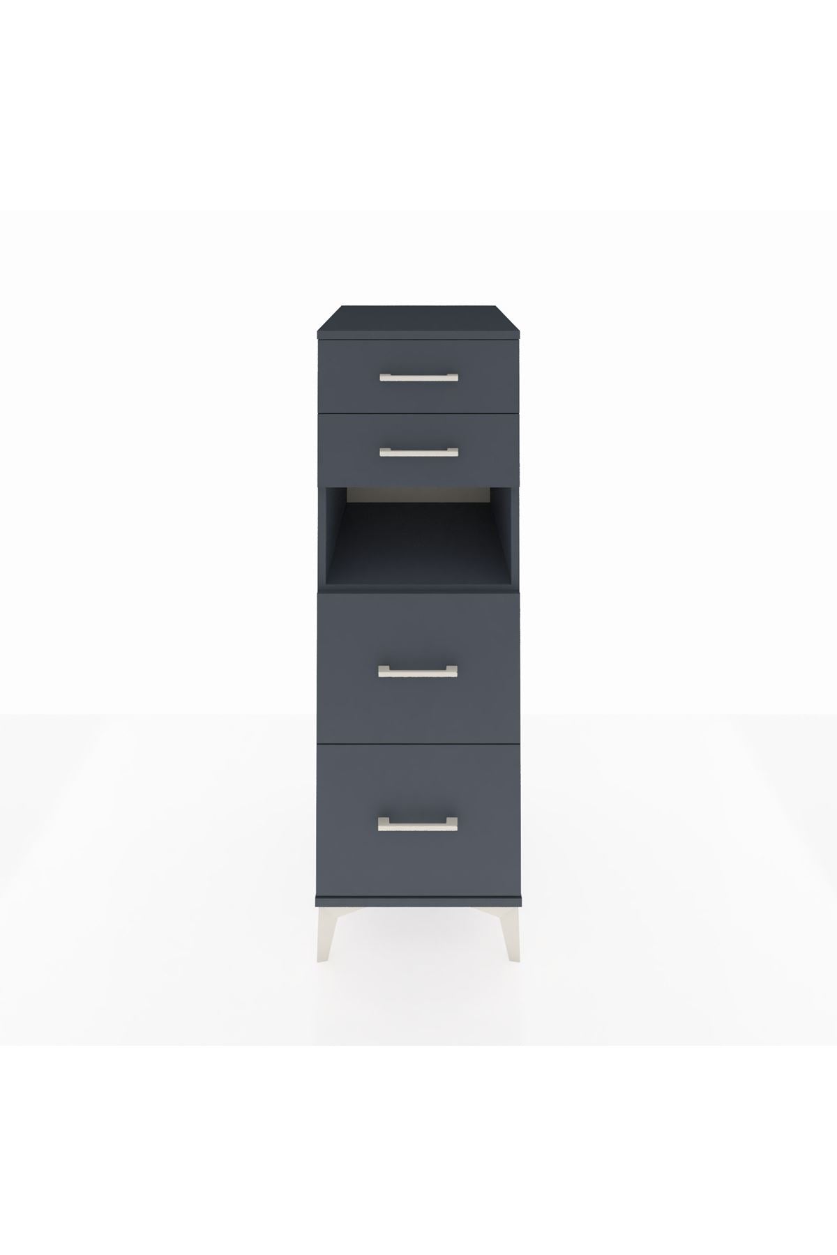 Kronos Dolap Tek Raflı 4 Çekmeceli 44x59x134 Antrasit-Antrasit