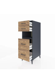 Kronos Dolap Tek Raflı 4 Çekmeceli 44x59x134 Antrasit-Çam