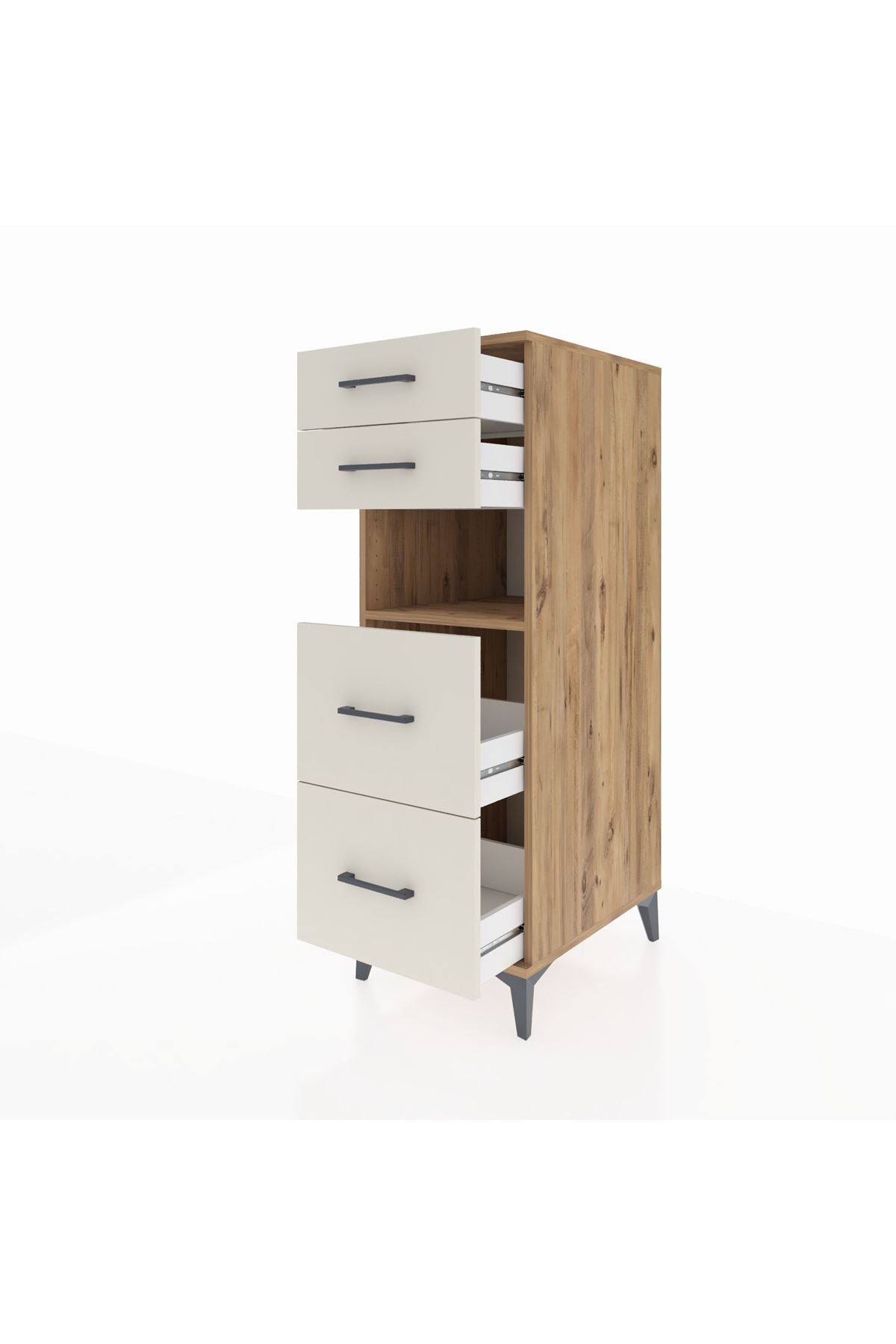 Kronos Dolap Tek Raflı 4 Çekmeceli 44x59x134 Çam-Aytaşı