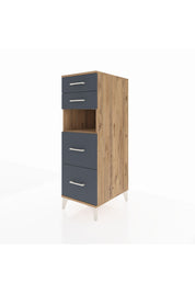 Kronos Dolap Tek Raflı 4 Çekmeceli 44x59x134 Çam-Antrasit