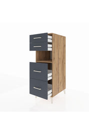 Kronos Dolap Tek Raflı 4 Çekmeceli 44x59x134 Çam-Antrasit
