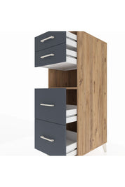 Kronos Dolap Tek Raflı 4 Çekmeceli 44x59x134 Çam-Antrasit