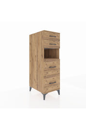 Kronos Dolap Tek Raflı 4 Çekmeceli 44x59x134 Çam-Çam