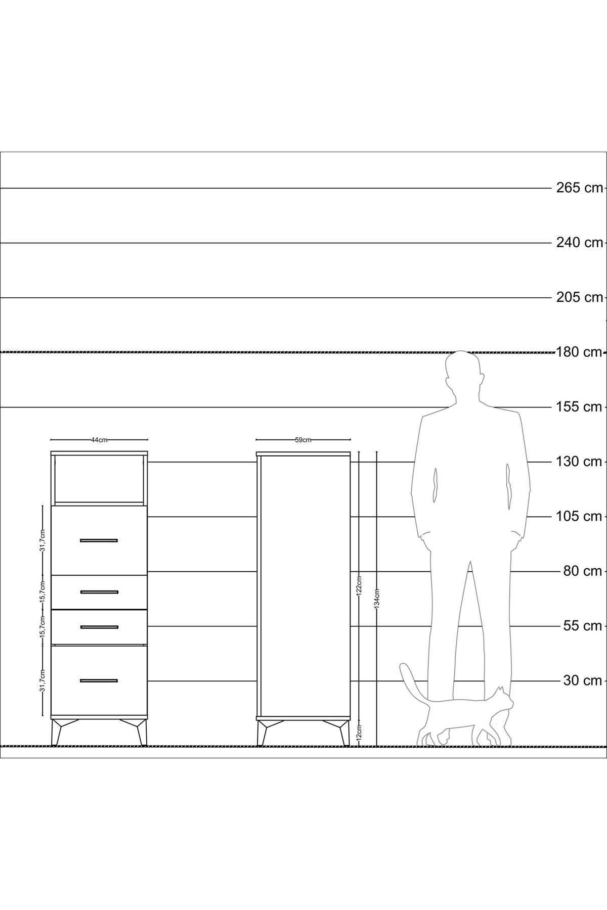 Kronos Dolap Tek Raflı 4 Çekmeceli 44x59x134 Aytaşı-Aytaşı