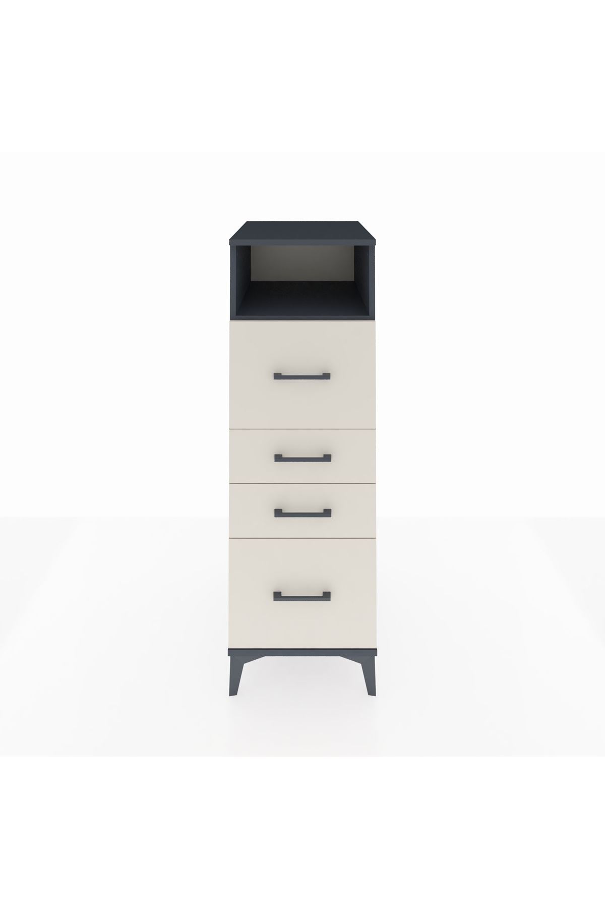 Kronos Dolap Tek Raflı 4 Çekmeceli 44x59x134 Antrasit-Aytaşı