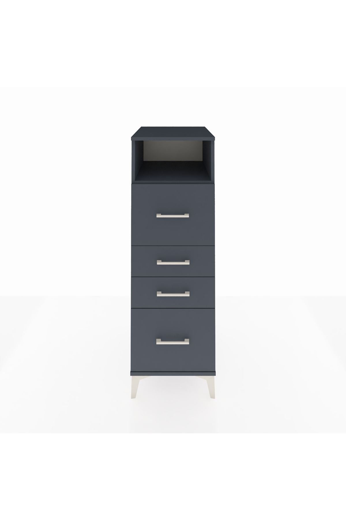 Kronos Dolap Tek Raflı 4 Çekmeceli 44x59x134 Antrasit-Antrasit