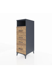 Kronos Dolap Tek Raflı 4 Çekmeceli 44x59x134 Antrasit-Çam