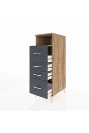 Kronos Dolap Tek Raflı 4 Çekmeceli 44x59x134 Çam-Antrasit