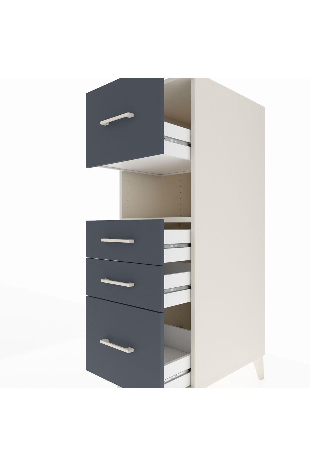 Kronos Dolap Tek Raflı 4 Çekmeceli 44x59x134 Aytaşı-Antrasit