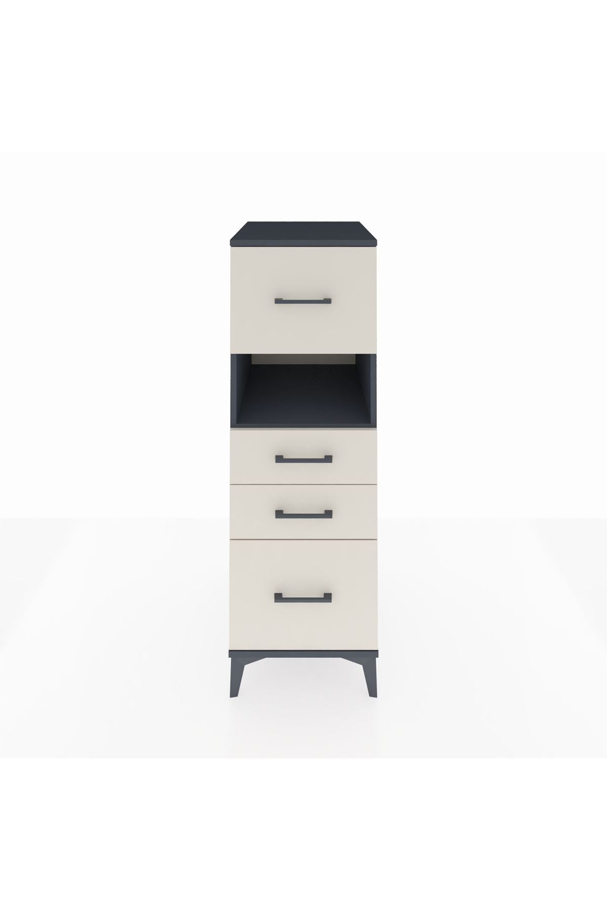 Kronos Dolap Tek Raflı 4 Çekmeceli 44x59x134 Antrasit-Aytaşı