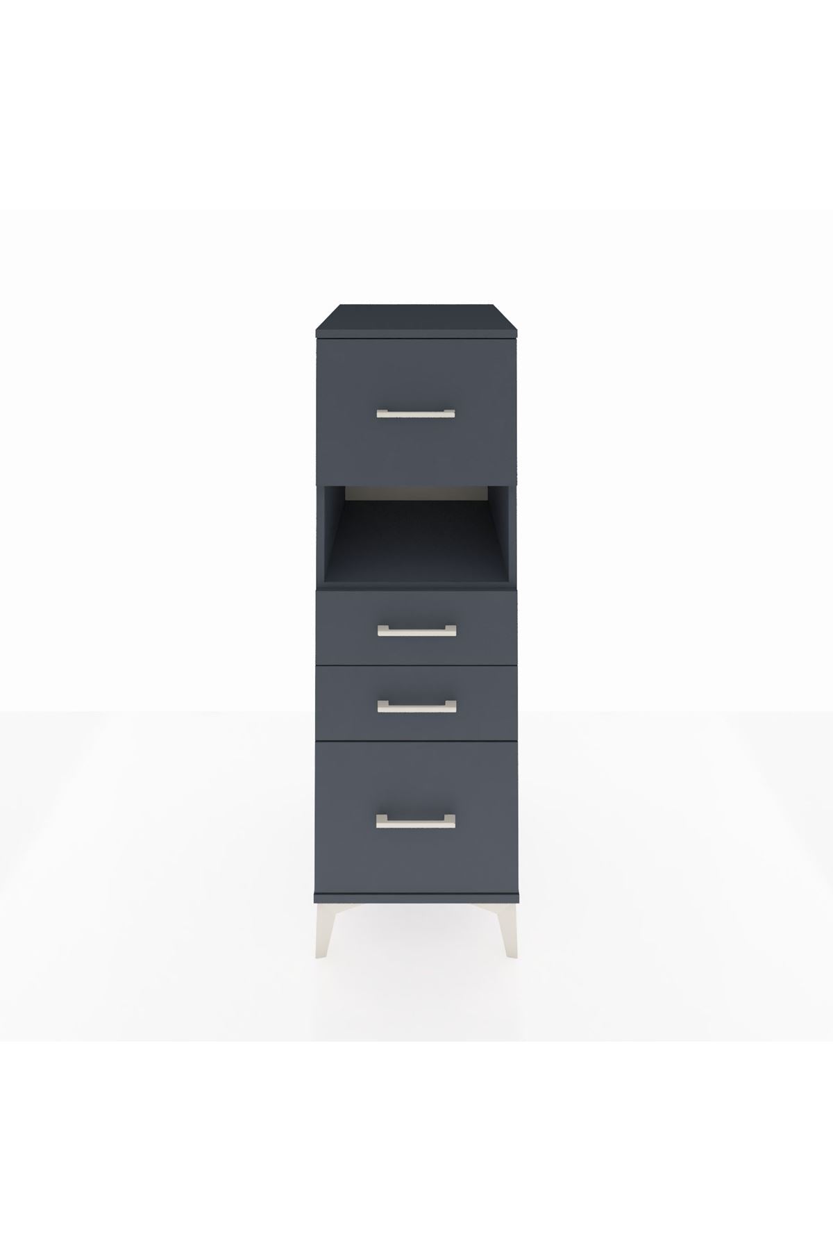 Kronos Dolap Tek Raflı 4 Çekmeceli 44x59x134 Antrasit-Antrasit