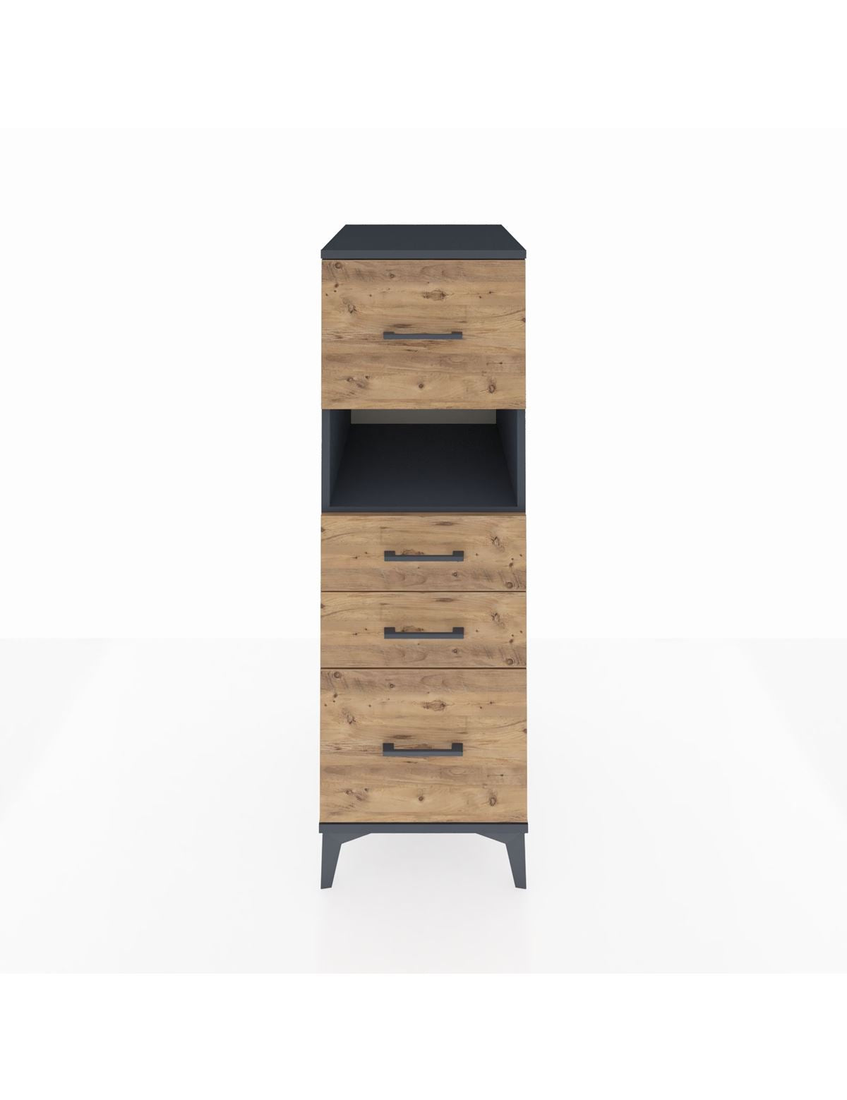 Kronos Dolap Tek Raflı 4 Çekmeceli 44x59x134 Antrasit-Çam