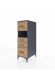 Kronos Dolap Tek Raflı 4 Çekmeceli 44x59x134 Antrasit-Çam