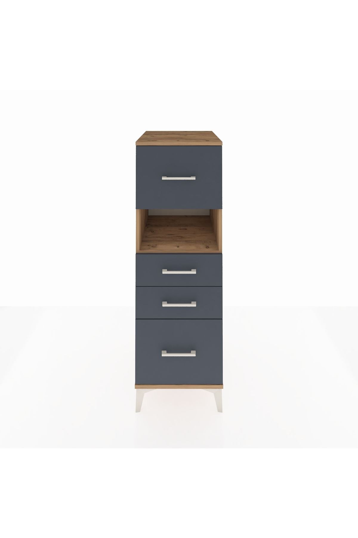 Kronos Dolap Tek Raflı 4 Çekmeceli 44x59x134 Çam-Antrasit