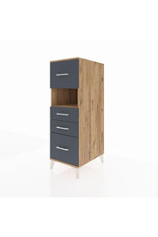 Kronos Dolap Tek Raflı 4 Çekmeceli 44x59x134 Çam-Antrasit