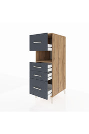 Kronos Dolap Tek Raflı 4 Çekmeceli 44x59x134 Çam-Antrasit