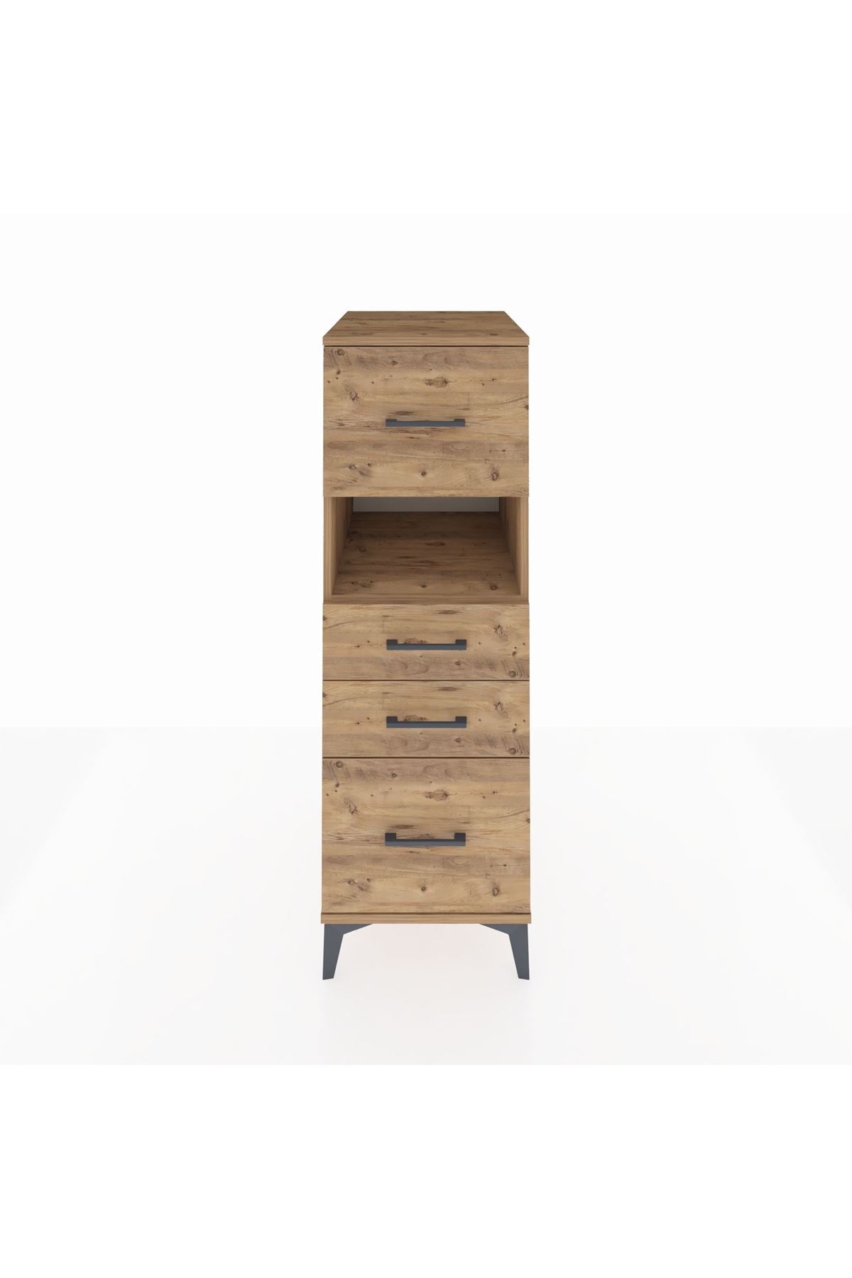 Kronos Dolap Tek Raflı 4 Çekmeceli 44x59x134 Çam-Çam