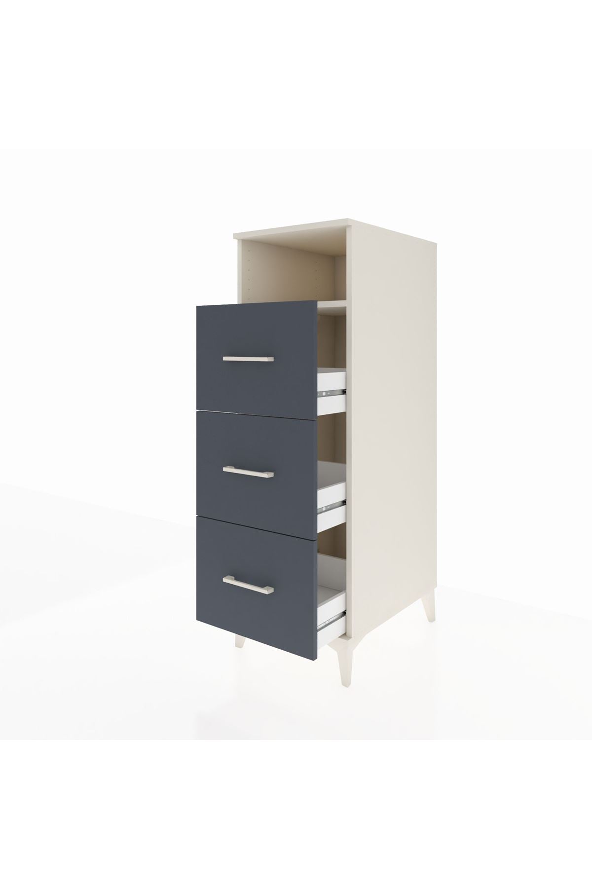 Kronos Dolap Tek Raflı 3 Çekmeceli 44x59x134 Aytaşı-Antrasit