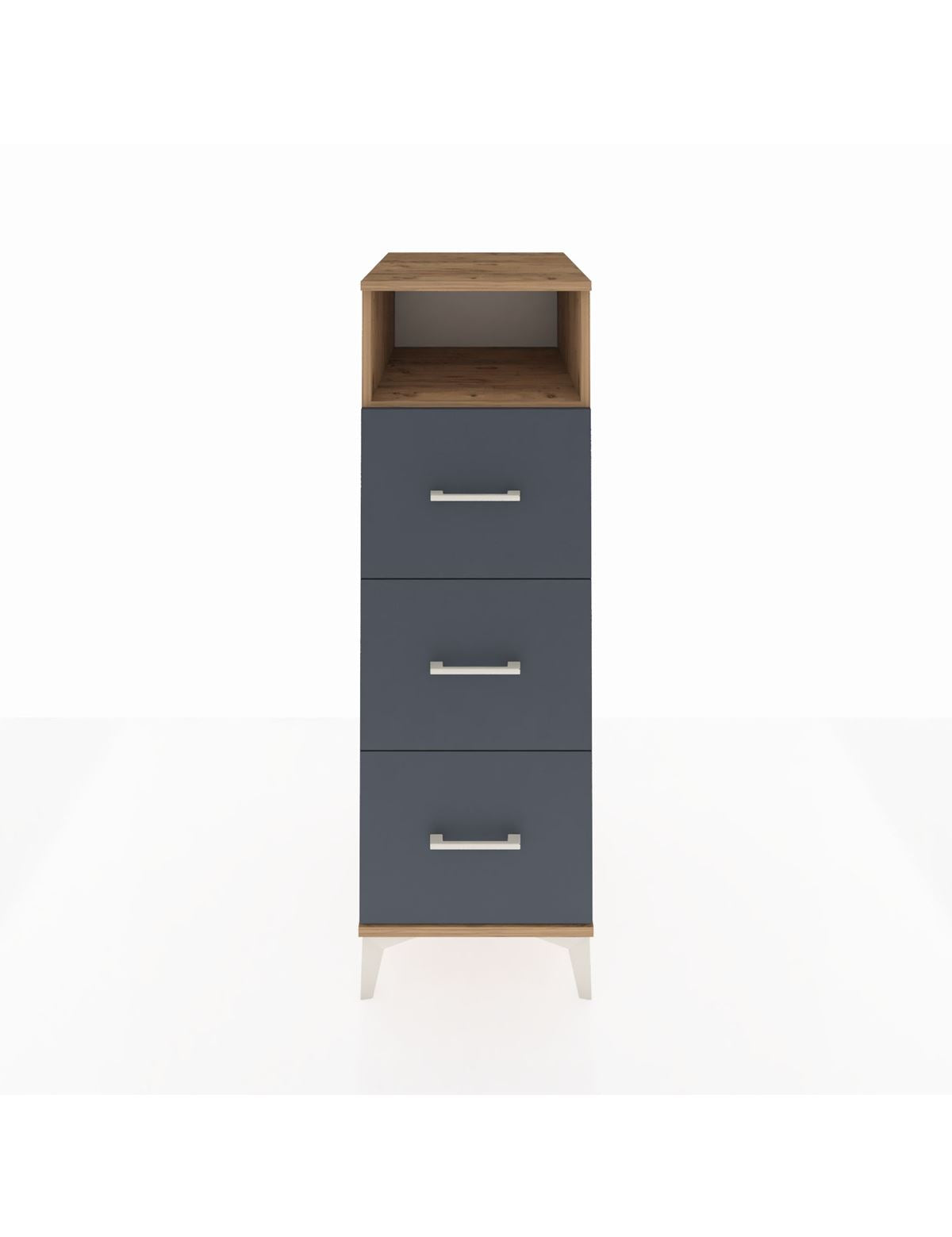 Kronos Dolap Tek Raflı 3 Çekmeceli 44x59x134 Çam-Antrasit