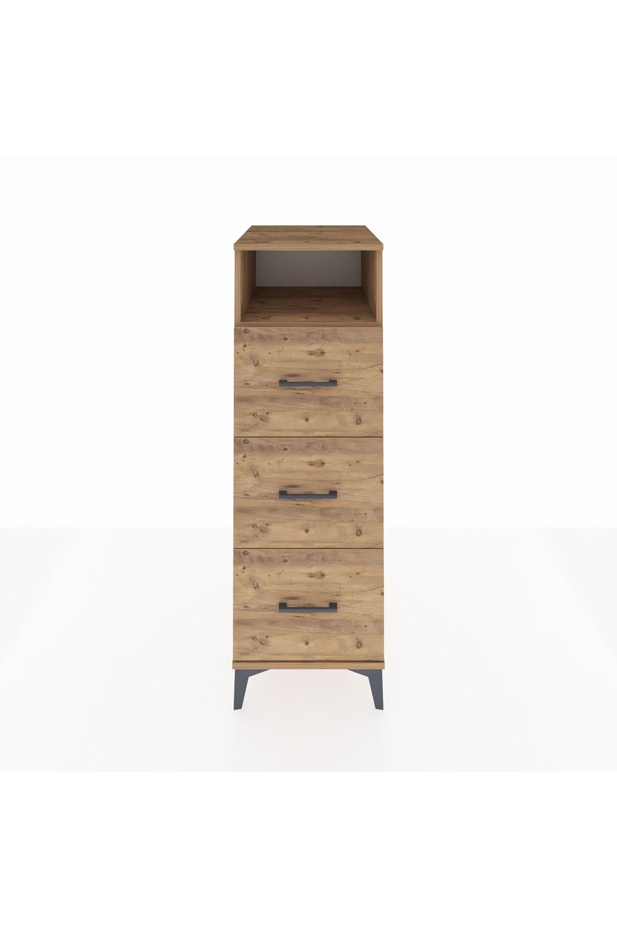 Kronos Dolap Tek Raflı 3 Çekmeceli 44x59x134 Çam-Çam