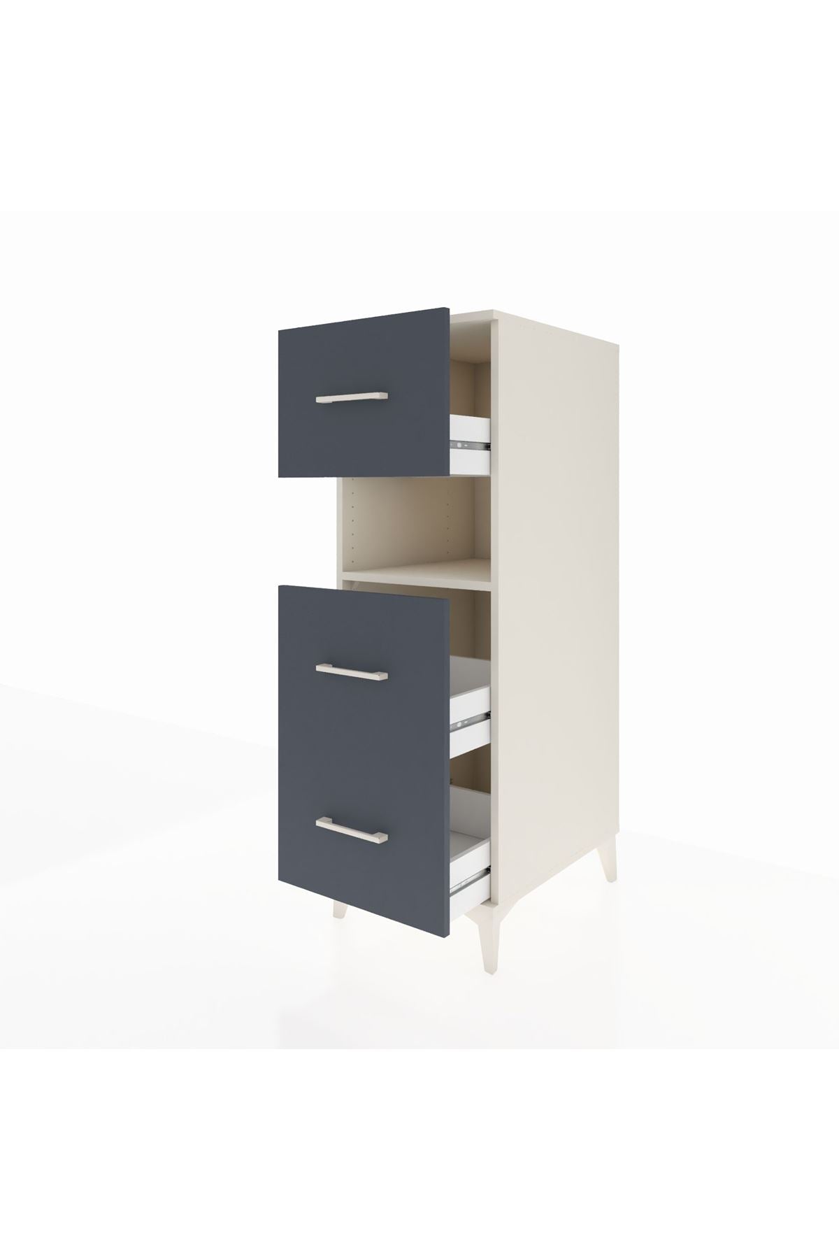 Kronos Dolap Tek Raflı 3 Çekmeceli 44x59x134 Aytaşı-Antrasit