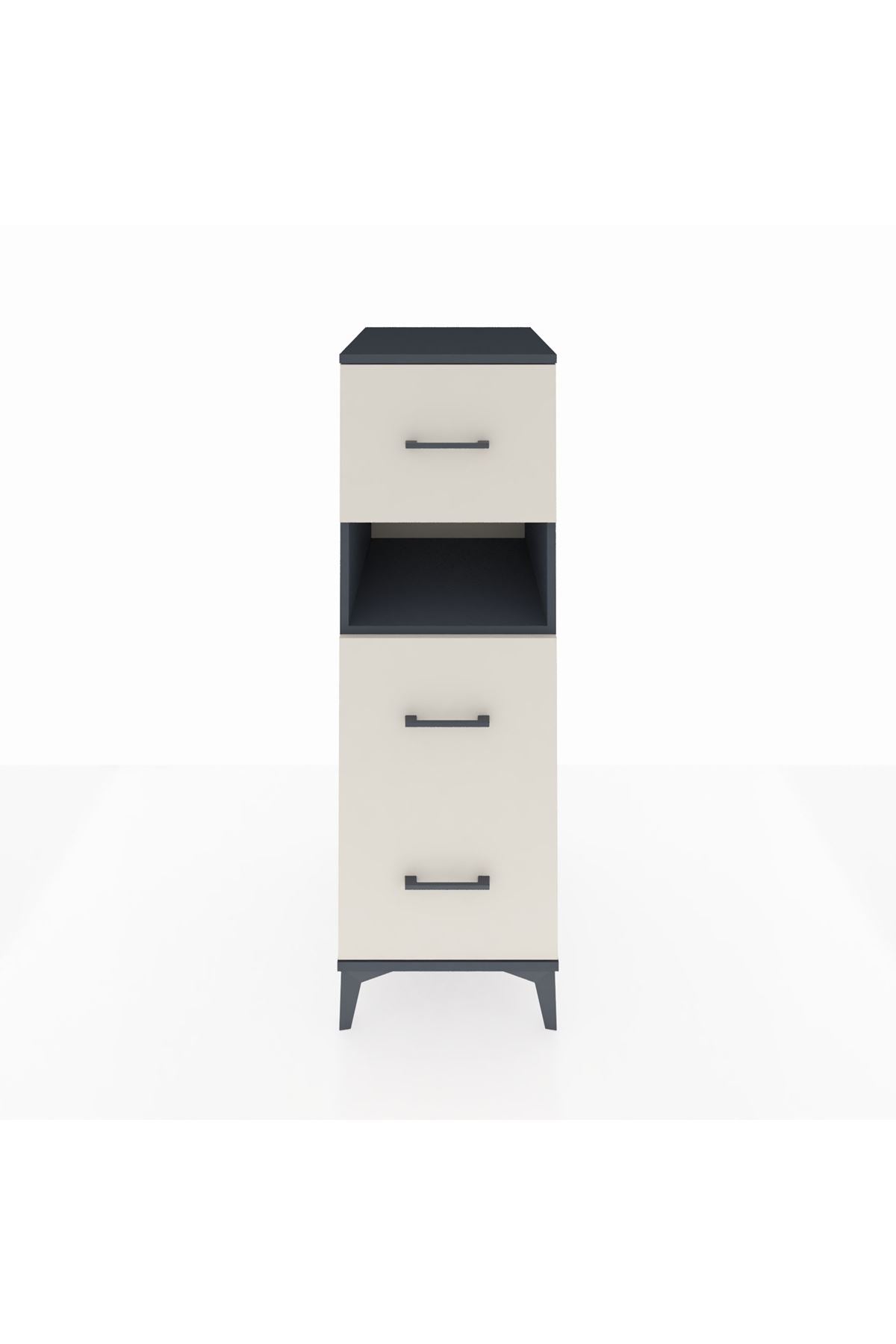 Kronos Dolap Tek Raflı 3 Çekmeceli 44x59x134 Antrasit-Aytaşı