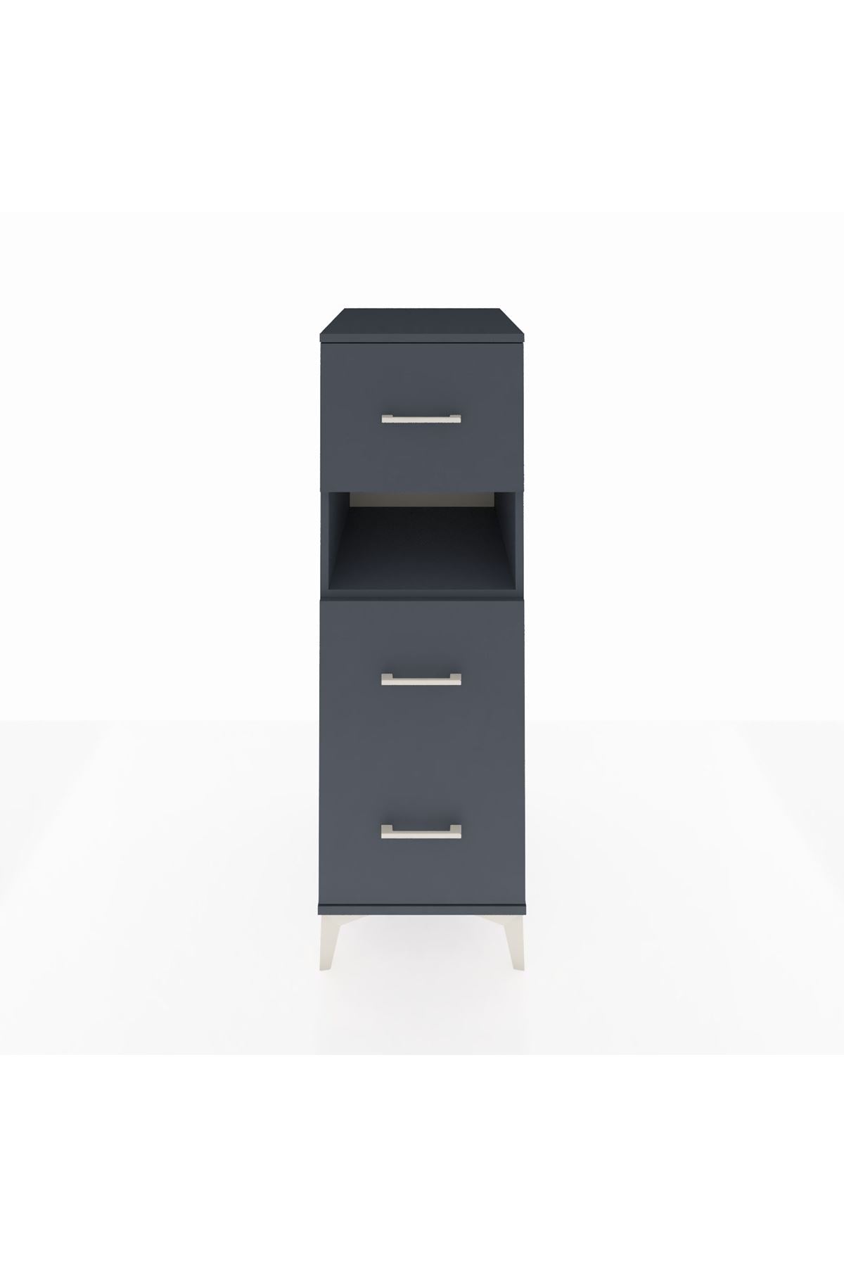 Kronos Dolap Tek Raflı 3 Çekmeceli 44x59x134 Antrasit-Antrasit