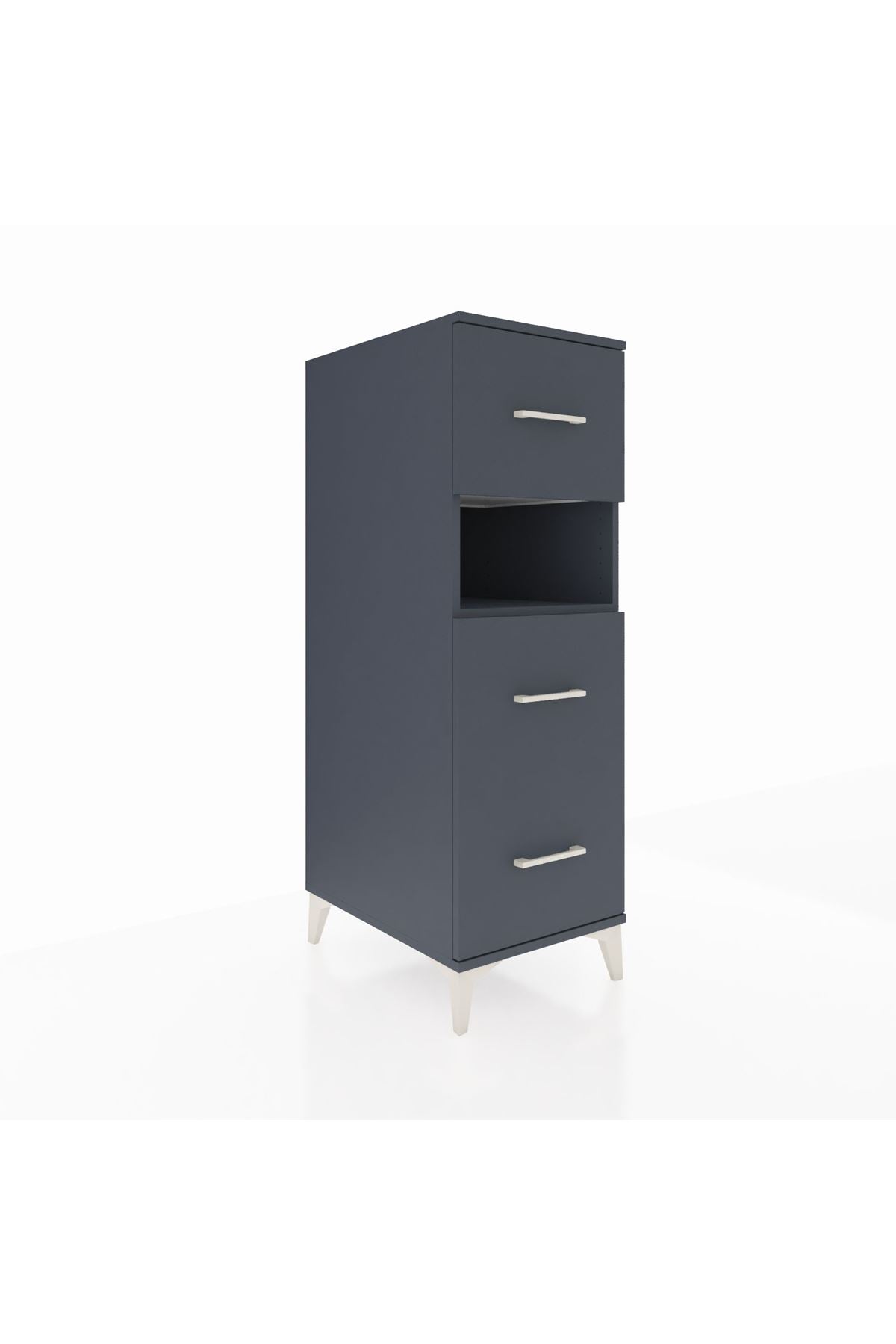 Kronos Dolap Tek Raflı 3 Çekmeceli 44x59x134 Antrasit-Antrasit